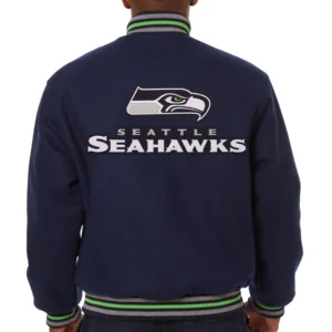 Alternative view of Seattle Seahawks Classic Rib Full Wool One Color Varsity Navy Jacket