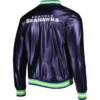 Seattle Seahawks Classic Vintage Satin Varsity Navy Jacket - Image 2
