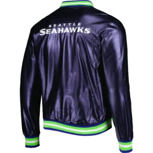 Alternative view of Seattle Seahawks Classic Vintage Satin Varsity Navy Jacket