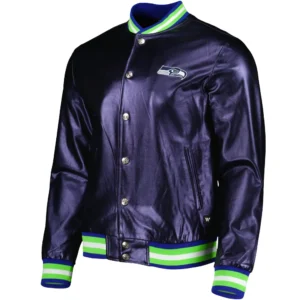 Seattle Seahawks Classic Vintage Satin Varsity Navy Jacket