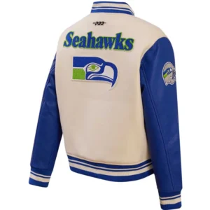 Alternative view of Seattle Seahawks Classic Vintage Wool & Leather Varsity Jacket