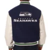 Seattle Seahawks Football Players Two Tone Wool & Leather Varsity Jacket - Image 2