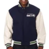 Seattle Seahawks Football Players Two Tone Wool & Leather Varsity Jacket