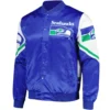 Seattle Seahawks Chalk Line Fanimation Blue & White Satin Varsity Jacket
