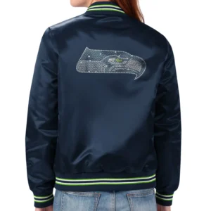 Alternative view of Seattle Seahawks Lover Football Team Players Satin Varsity Jacket