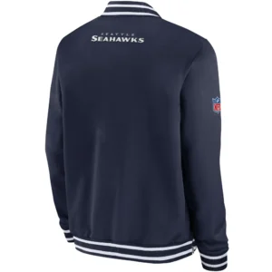 Alternative view of Seattle Seahawks Bomber Football Team players Satin Varsity Zipper Jacket
