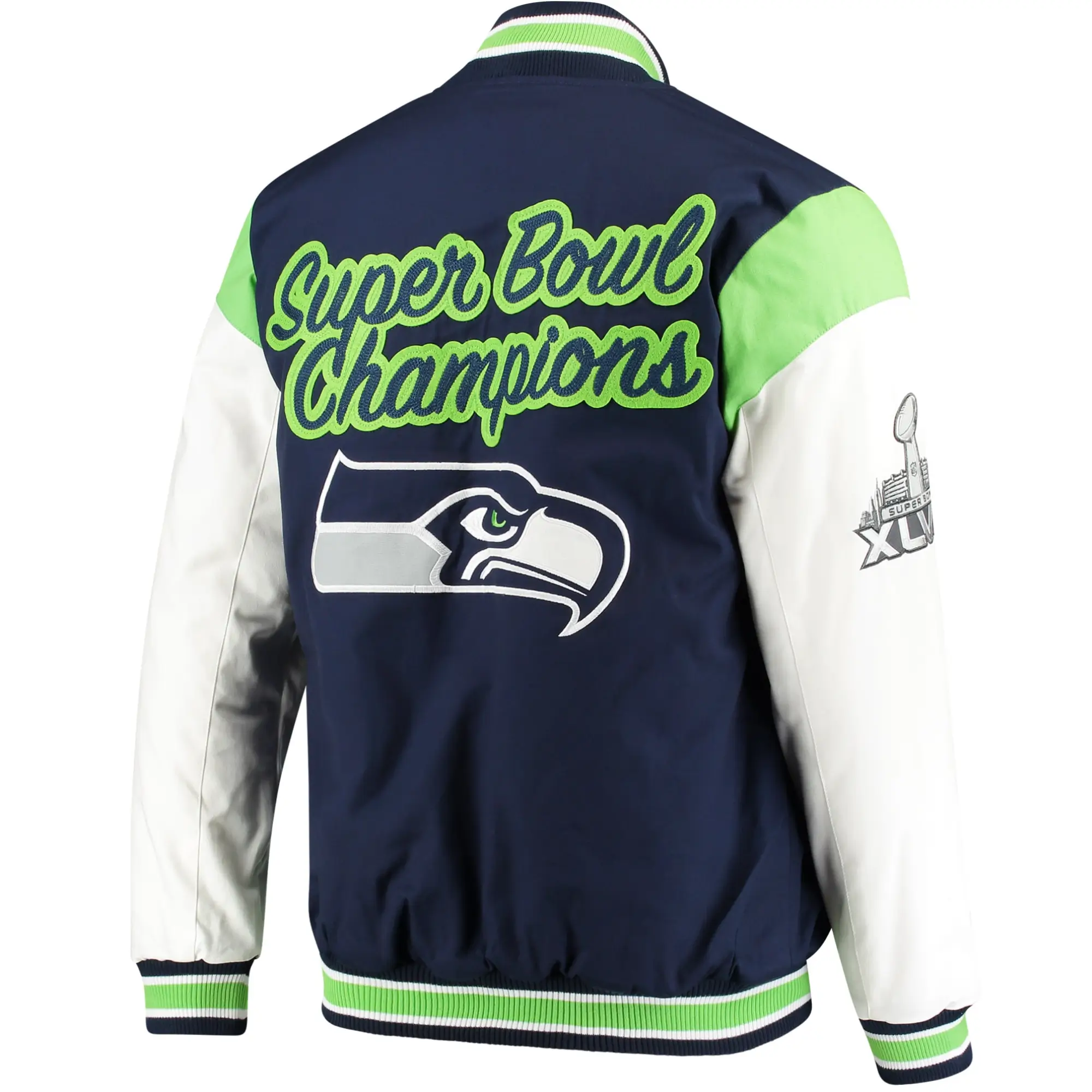 Seattle Seahawks G-III Sports by Carl Banks Satin Varsity Jacket - Image 2