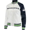 Seattle Seahawks Starter Hometown Rib Satin Varsity Jacket White & Navy