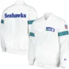 Seattle Seahawks The Power Forward Classic Rib Satin Varsity White Jacket - Image 3
