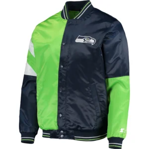 Seattle Seahawks Leader Starter Satin Varsity Jacket Navy & Green