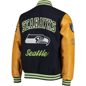 Alternative view of Seattle Seahawks Tommy Hilfiger Heritage Wool & Leather Varsity Jacket