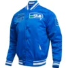Seattle Seahawks Vintage Classic Rib Satin Varsity Jacket - Image 3