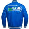 Seattle Seahawks Vintage Classic Rib Satin Varsity Jacket - Image 2