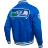 Seattle Seahawks Vintage Classic Rib Satin Varsity Jacket - Image 4