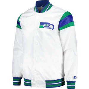 Seattle Seahawks Full-Snap Vintage Satin Varsity Jacket