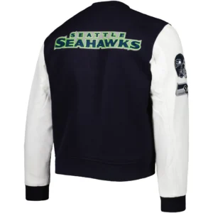 Alternative view of Seattle Seahawks classic Logo Navy & White Varsity Jacket