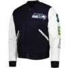 Seattle Seahawks classic Logo Navy & White Varsity Jacket