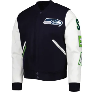 Seattle Seahawks classic Logo Navy & White Varsity Jacket