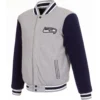 Seattle Seahawks Full Wool Two Tone Varsity Jacket Gray & Navy