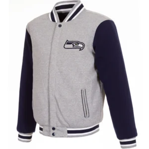 Seattle Seahawks Full Wool Two Tone Varsity Jacket Gray & Navy