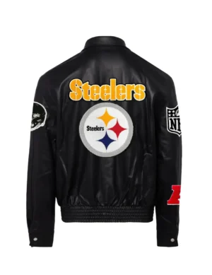 Alternative view of Jeff Hamilton Steelers Pittsburgh Black Full Leather Jacket