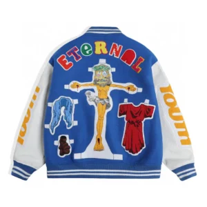 Alternative view of Super Bowl Letterman Damar Hamlin Blue & White Varsity Jacket