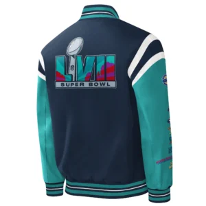 Alternative view of Super Bowl LVII G-III Sports by Carl Banks Navy & Green Varsity Jacket