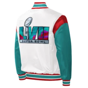 Alternative view of Super Bowl LVII Starter Pitch Box Full-Snap White Varsity Jacket