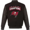 Tampa Bay Buccaneers Champions Teams Black Wool & Leather Reversible Varsity Jacket - Image 2