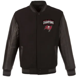 Tampa Bay Buccaneers Champions Teams Black Wool & Leather Reversible Varsity Jacket