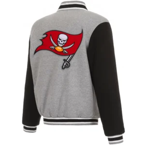 Alternative view of Tampa Bay Buccaneers Classic Rib Full Wool Two Tone Varsity Jacket Gray & Black