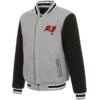 Tampa Bay Buccaneers Classic Rib Full Wool Two Tone Varsity Jacket Gray & Black
