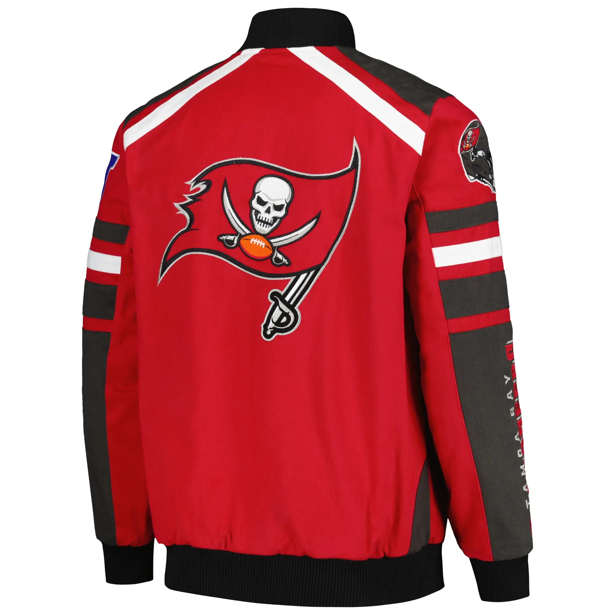 Tampa Bay Buccaneers G-III Sports by Carl Banks Red Power Racing Satin Varsity Jacket - Image 2