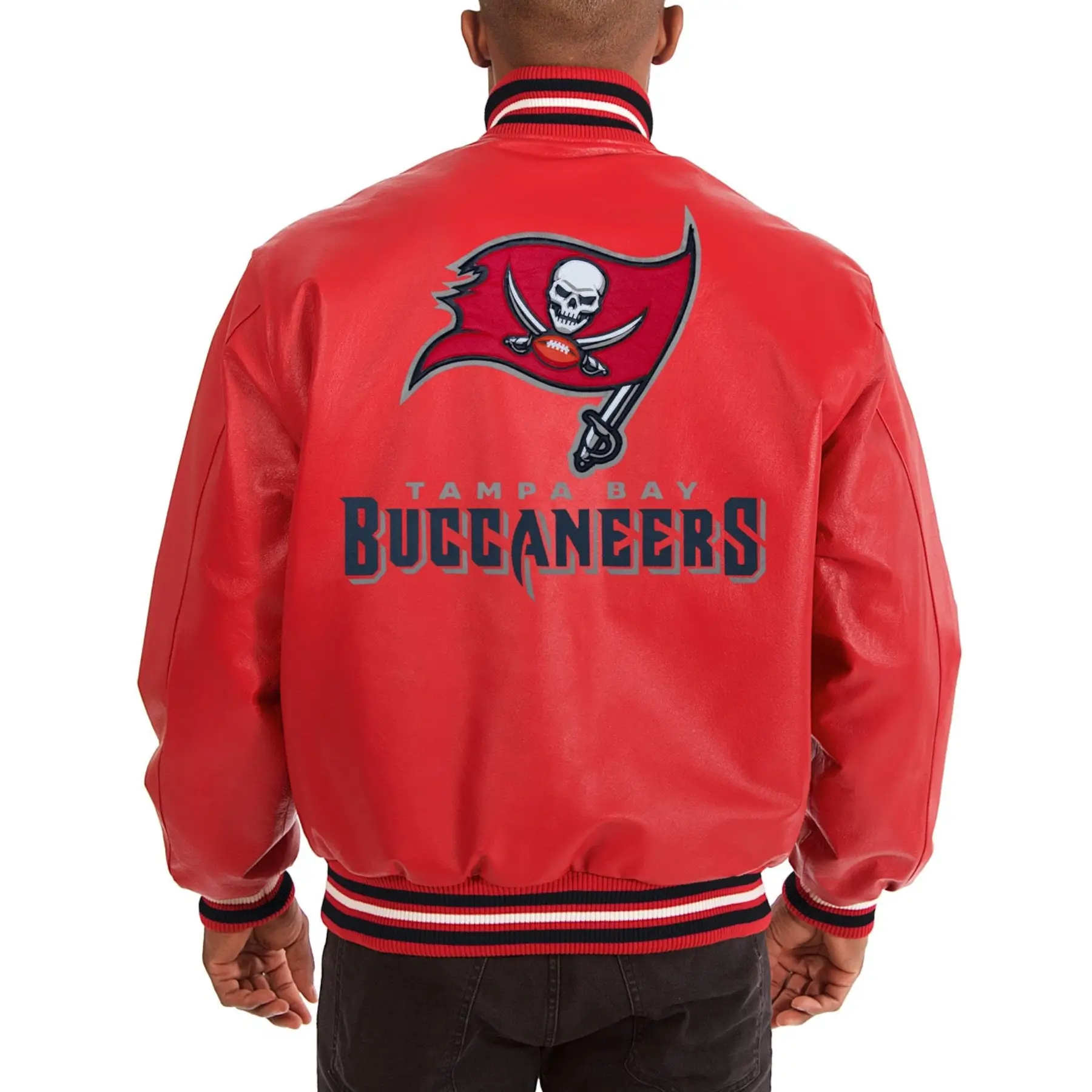 Tampa Bay Buccaneers Full Leather Red Varsity Jacket - Image 2