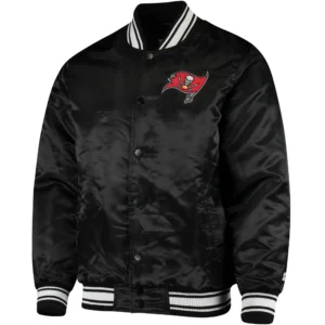 Tampa Bay Buccaneers Starter Black Locker Room Satin Varsity Jacket