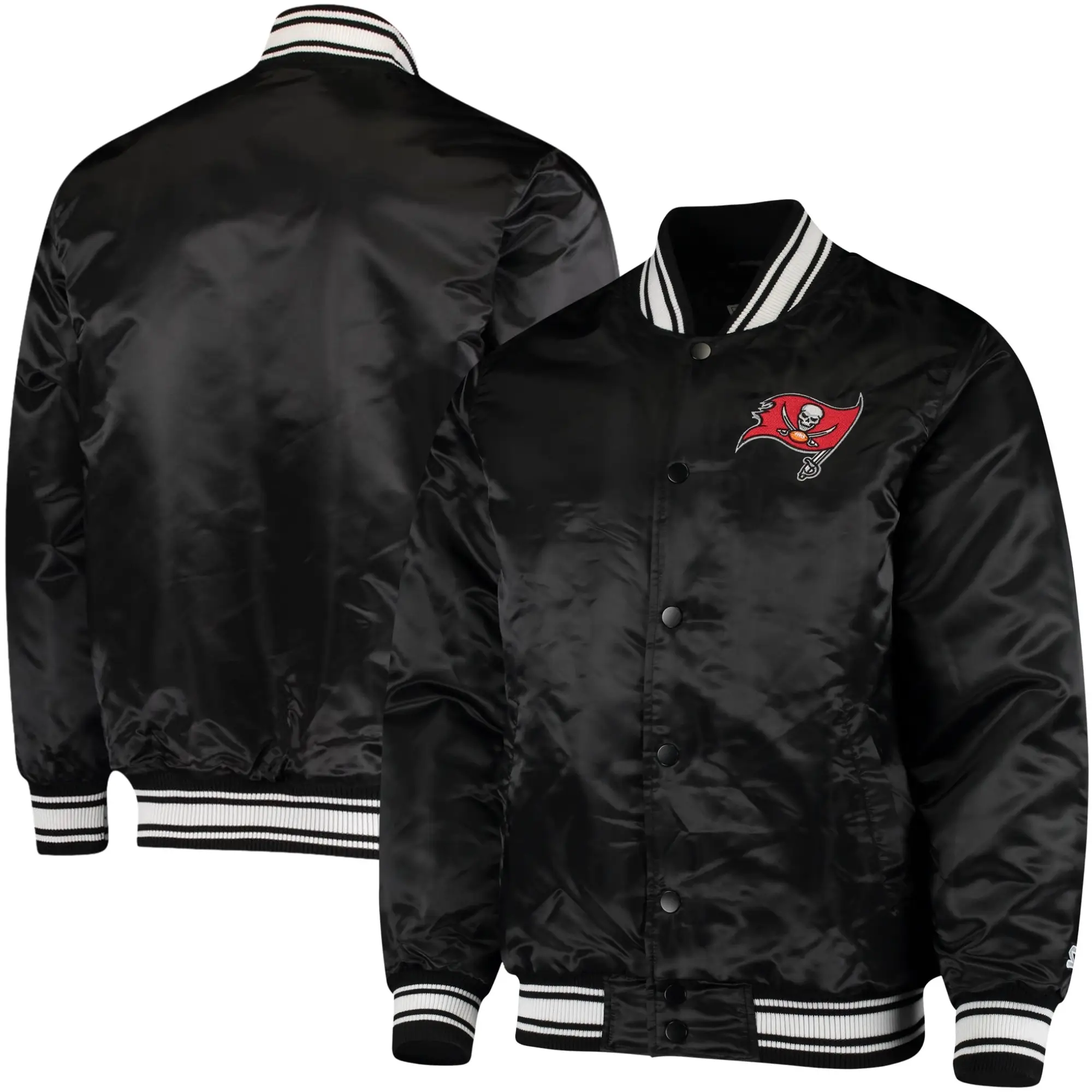 Tampa Bay Buccaneers Starter Black Locker Room Satin Varsity Jacket - Image 3