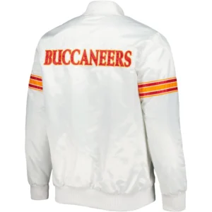 Alternative view of Tampa Bay Buccaneers The Power Forward Logo White Satin Varsity Jacket
