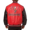 Tampa Bay Buccaneers Team Players Full Leather Varsity Jacket Red & Black - Image 2
