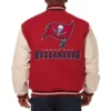 Tampa Bay Buccaneers Two Tone Wool & Leather Varsity Jacket Red & Cream - Image 2