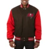 Tampa Bay Buccaneers Full Wool Two Tone Varsity Jacket Brown & Red