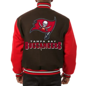 Alternative view of Tampa Bay Buccaneers Full Wool Two Tone Varsity Jacket Brown & Red
