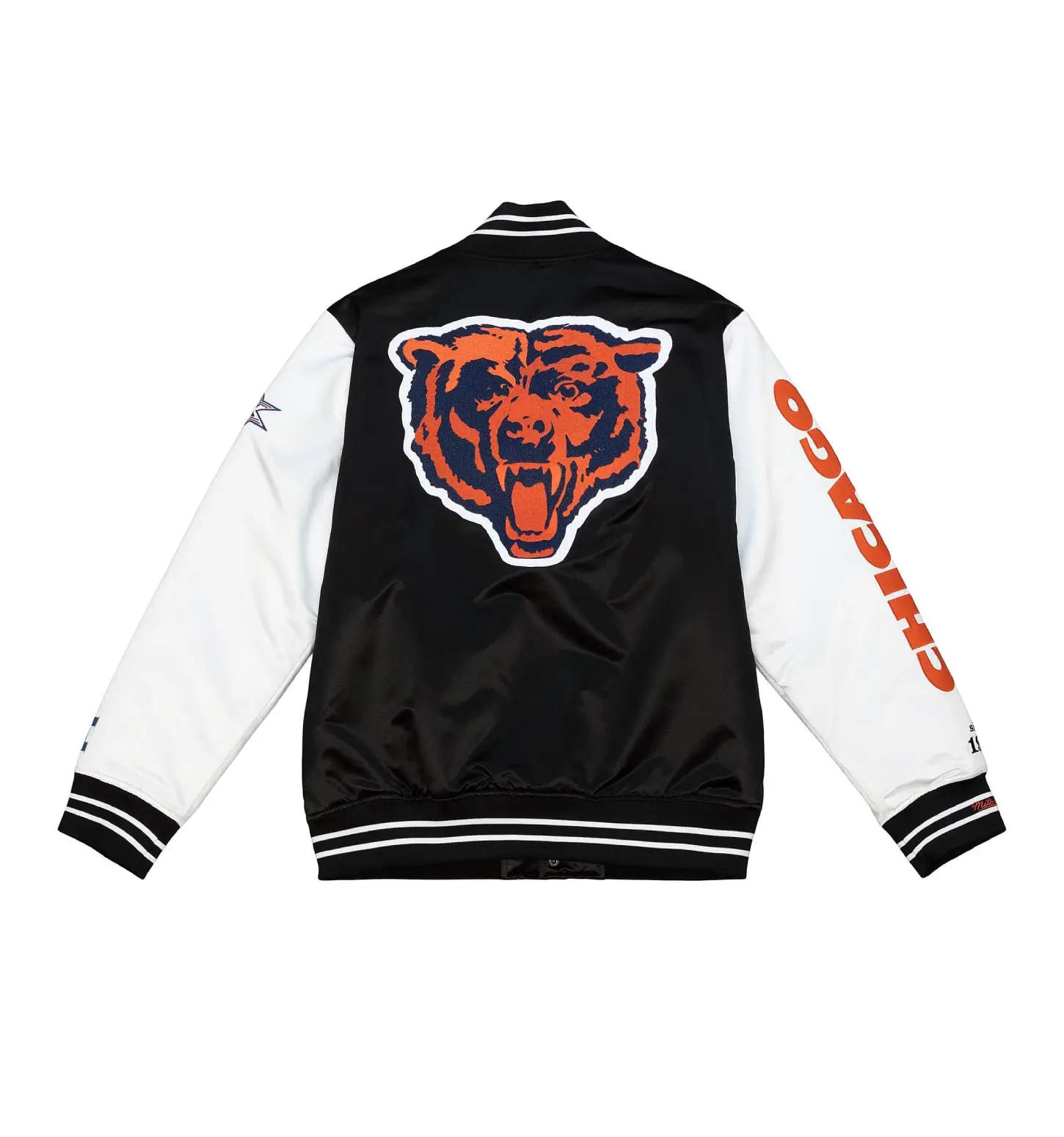 Team Origins Varsity Team Legacy Satin Jacket Chicago Bears - Image 2