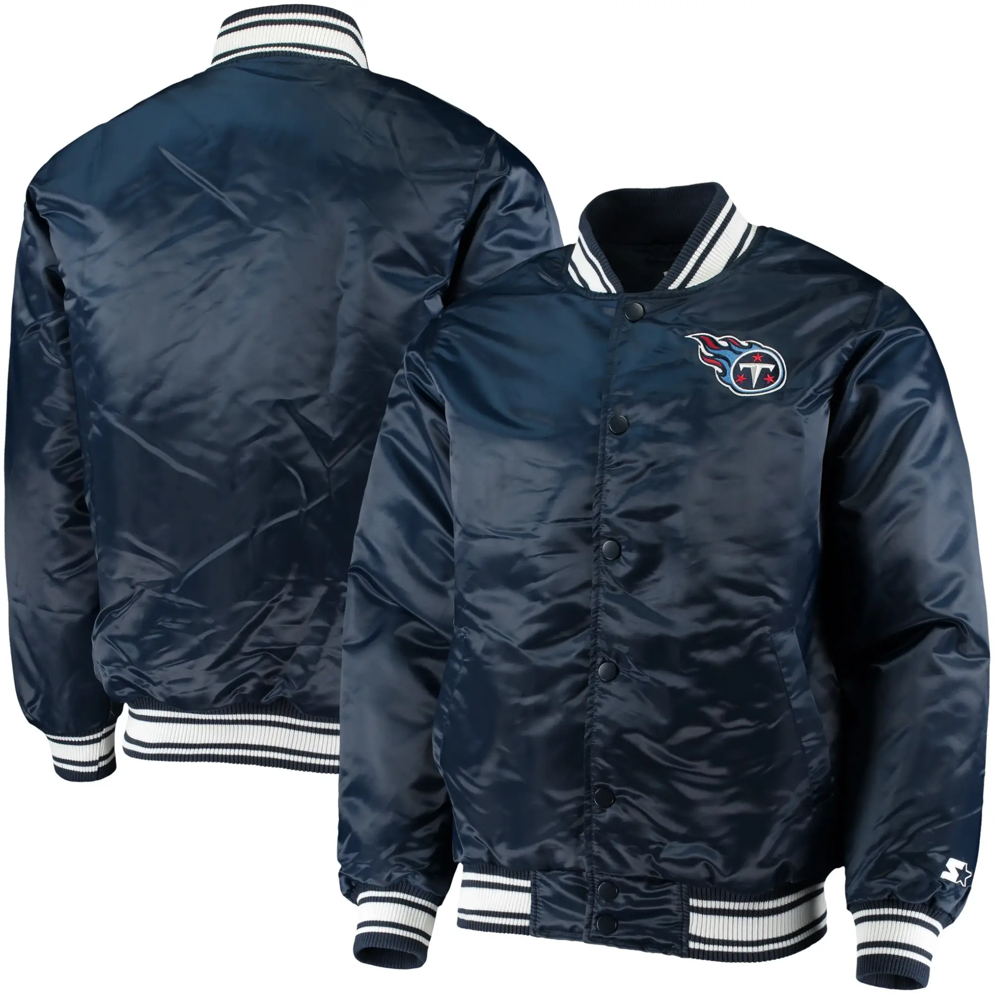 Tennessee Titans Starter Locker Room Full-Snap Satin Varsity Jacket - Image 3