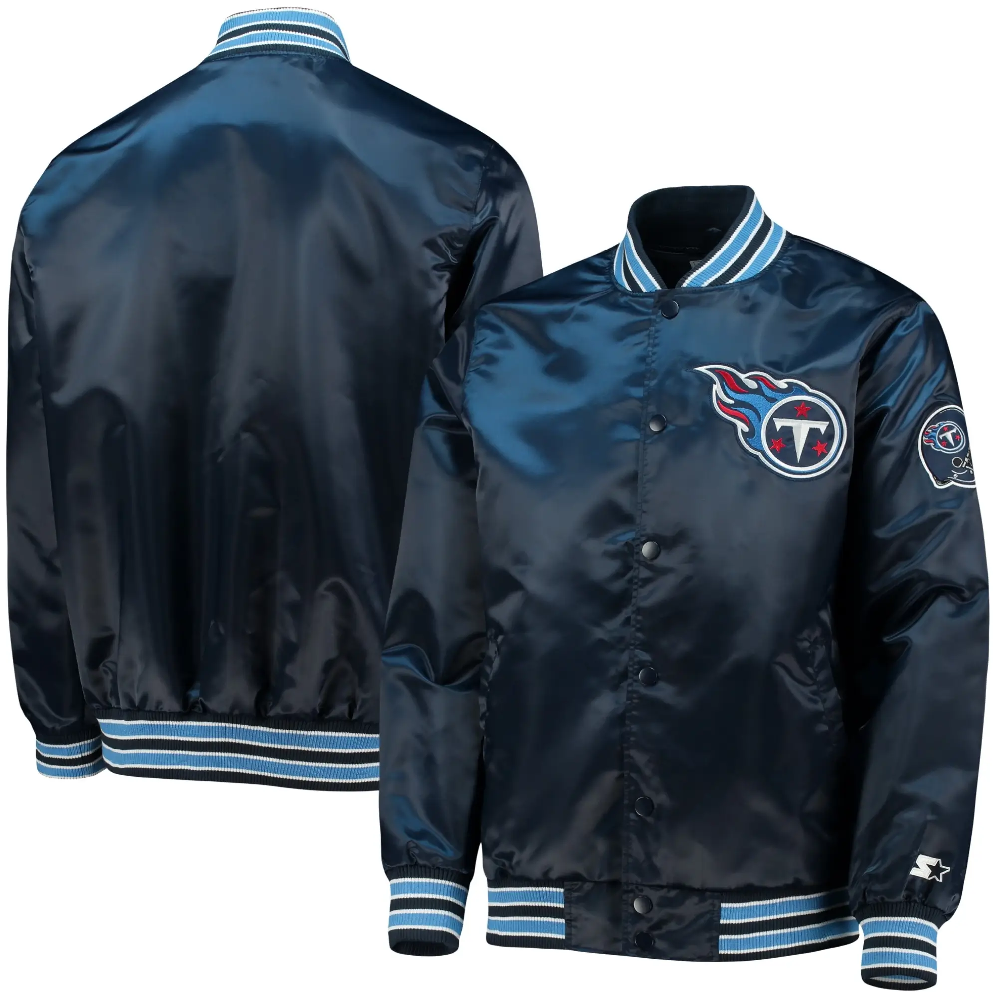 Tennessee Titans Starter Retro The Diamond Full-Snap Satin Varsity Jacket - Image 3
