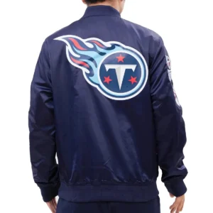 Alternative view of Tennessee Titans Wordmark Vintage Full-Snap Satin Varsity Jacket