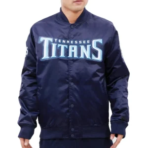 Tennessee Titans Wordmark Vintage Full-Snap Satin Varsity Jacket