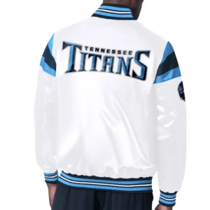 Alternative view of Tennessee Titans Starter White Satin Full-Snap Satin Varsity Jacket