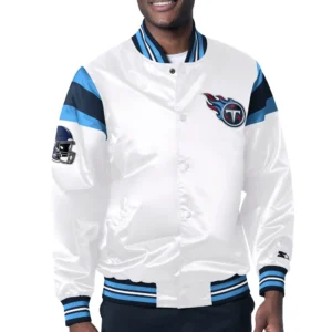 Tennessee Titans Starter White Satin Full-Snap Satin Varsity Jacket