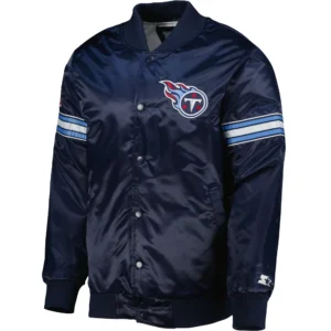Tennessee Titans The Power Forward Team Players Satin Varsity Navy Jacket