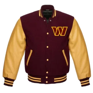 Washington Commanders Maroon and Yellow Letterman Varsity Jacket